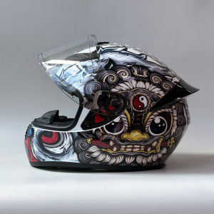 DOT Certified Electric Motorcycle Full Face Helmet Lion Dance Chinese Kung Fu Style Racing Motorcycle Helmet