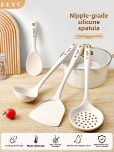 plys | Food-Grade Silicone Soup Spoon for Non-Stick Pots Large Thick Long Handle