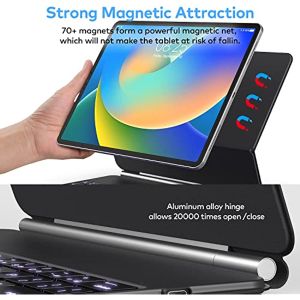 MD Touchpad Keyboard Case for iPad Pro 12.9 inch 2022-6th / 2021-5th / 2020-4th / 2018-3rd Generation – Magnetic Keyboard Case with Multi-Touch Trackpad – Floating Cantilever Stand– Backlit Wireless Keyboard