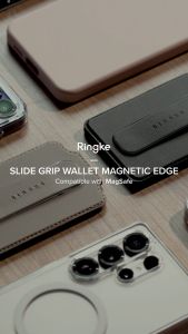 Ringke Slide Grip Wallet Magnetic Edge สำหรับ Samsung Galaxy - ที่ใส่บัตร MagSafe แบบบางพร้อมขาตั้งและสายรัดที่ปลอดภัย