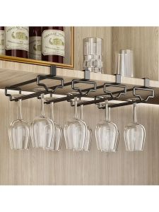Elegant Hanging Wine Glass Rack No Drilling Required Premium Quality Wine Bottle Holder Home Decorative Wine Stand