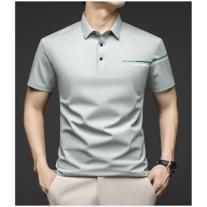 Pierre Cardin Silk Polo Shirt Mens Summer Business Casual Short Sleeve Flip Collar Breathable Thin Fashion Urban Style