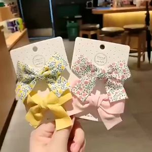 [Ready Stock] Korean Style 2Pcs Little Cute Floral Bow Hair Clip Sweet Hair Clip