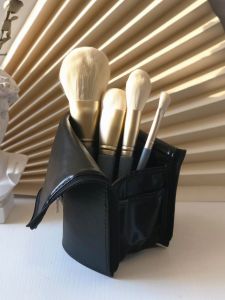 Vertical Makeup Brush Bag Mesh Makeup Brush Eyebrow Pencil Storage Container Large Capacity Travel Portable and Dustproof Cosmetics Bag