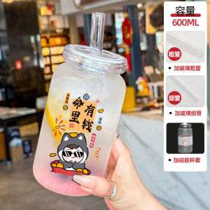 Cốc Thủy Tinh Dung Tích Lớn Dùng Tại Nhà Cho Phụ Nữ Cốc Đựng Đồ Uống Lạnh Chịu Nhiệt Độ Cao Có Van Chui Cốc Đựng Trà Sữa