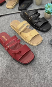 Sandal Wanita Flat Siver pita samping kekinian terbaru Selop Trend Size 37-40