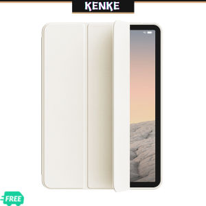KENKE เคส ipad TPU นิ่มเรียบง่ายไม่มีถาดใส่ปากกาสำหรับ iPad 2024 Air 6 10.9 นิ้ว iPad Air 4 Air 5 gen 10 Mini 6 7 A 17 pro ไอแพด รุ่นที่ 7 รุ่นที่ 8 รุ่นที่ 9 Air1 Air2 Pro 11 2020 2021 2022 case เคสหนัง PU ห่อเต็มและป้องกันการล่มสลาย เคสอัจฉริยะ ครีมสีข