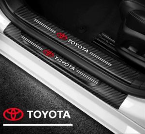 4pc/Set Car Door Side Step Sill Strip Carbon Fibre Leather Anti Scratch Protector Sticker Fiber for Toyota Camry Corolla RAV4 Highlander Land Cruiser vios Avanza Rush Calya Innona fortuner hilux CH-R Yaris wigo Prius