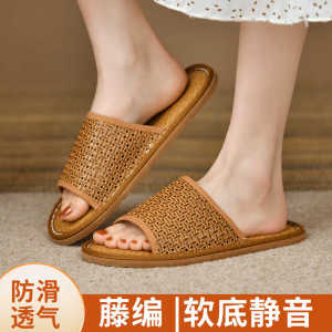 รองเท้าแตะผู้ใหญ่กลางแจ้งแบบสวมสำหรับคู่รัก ทรงสวมหัวแบบเย็บด้วยมือ ผลิตจากใยไม้ ระบายอากาศได้ดี รองเท้าแตะในบ้านสำหรับฤดูร้อน