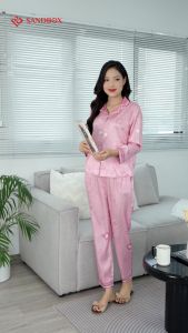 Đồ Bộ Nữ Bộ Pijama Nữ SANDBOX Dài Tay Quần Dài Chất Lụa Vân Xước Cao Cấp Mềm Mịn Phối Cổ Sang Trọng BPD24005