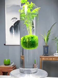 10x40cm Thick Clear Tall Acrylic Cylinder Floor Vase Shatterproof Decor Flower Vase