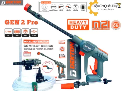 Thân máy rửa xe pin Dekton 21v SRX775CP GEN 2PRO Thế hệ mới Tặng pet xoay 6 tia túi đựng bình bọt tuyết