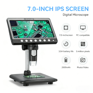 17.78cm Digital Microscope 5MP HD Soldring Microscope 1200X Magnification for Coin PCB Circuit Repair Windows/Mac OS Compatible