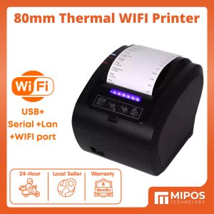 Thermal Receipt WIFI Printer / 80mm Thermal Receipt Printer / USB + LAN + WIFI  / POS System Printer