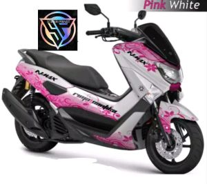 decal nmax old full body motif bunga pink whait