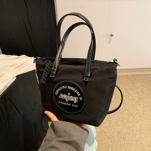 Contrast Color and Versatile Ins Nylon Cloth Bag Female 2024 New Arrival Fashion Satchel Cross Body Bucket Bag Outing Small Bag