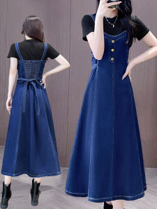 Wide Leg Denim A-Line Dress Casual High Waist Sleeveless Casual Dress for Women Summer Season Oversize plus Size Loose Fit Style