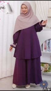 Gamis malay hermosa-gamis rasa setelan-gamis ungu polos-gamis malaysia kekinian-gamis malaysia syari