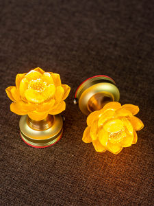 Charging Plug-in Dual-Purpose Lotus Buddha Lamp For Home Altar Mini LED Pilot Lamp Buddha Front Small Size Glass Lamp Pair