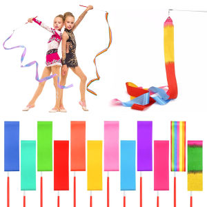 2m/3.6m Colorful Dance Ribbon Art Gymnastic Gym Ribbons Ballet Streamer Twirling Rod Stick For Training