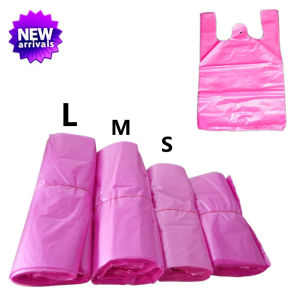 100PCS Pink Plastic Shopping Bag Vest Storage Bag Thickened Supermarket Shopping Packing Takeaway Kitchen Garbage Storage Bag