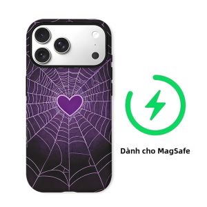 Potdemiel | Ốp Lưng Aurea Case Matte Bumper Cho Magsafe Chống Sốc Chất Liệu PC Cứng Dành Cho iPhone Màu Tím Họa Tiết Mạng Nhện Hình Trái Tim Tương Thích Với 14 13 Pro Max