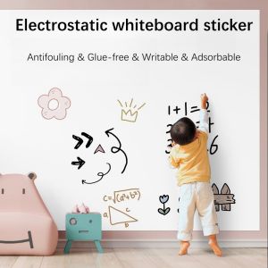 White Electrostatic Adsorption Latex Paint Wallpaper Writable Whiteboard Wall Stickers Not Hurt Wall Waterproof and Oilproof Wall Paper Writting Glue-free Self-adhesive Wall Sticker