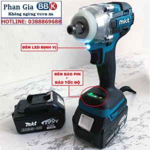 Máy siết bulong 199v 100% lõi đồngPIN CHUẨN 10CELL