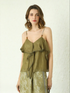 COCOBELLA | French Style Lace Ruffled Strap Top