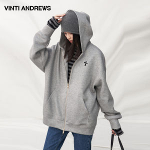 Versatile Loose Casual Hoodie with Dual Zipper Spaced Cotton