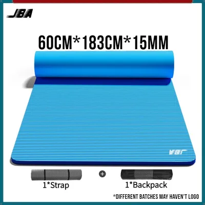JBA Yoga Mat Thick 15mm With Carry Bag NBR Anti-Tear Waterproof High Density Durable Exercise Mat Suit Extra Size Yoga Mat Men