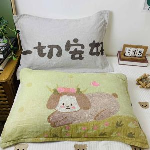 Pure Cotton Button-Up Adult Bedding Pillowcases Double-Sided Soft Breathable Thickened Single Person Pillow Covers Home Use