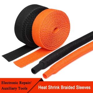 Heat Shrink Braided Cable Sleeve 6~100mm Insulation Flam Retardant Wire Wrap Sheath Protection PET Auto Line Organizer