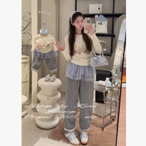 Loose Lace Trimmed Casual Pants for Girls Spring Summer New Arrival Korean Style Parent-Child Matching Cotton Polyester Blend