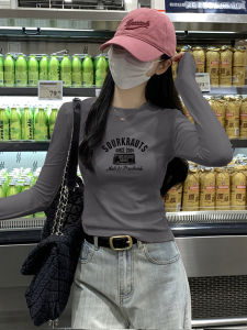 เสื้อยืดคอกลมแขนยาวผู้หญิงฤดูใบไม้ร่วง/ฤดูหนาว เสื้อชั้นในทรงสลิมฟิต เสื้อชั้นในสไตล์เกาหลี เสื้อชั้นในแฟชั่น เสื้อชั้นในผ้าขนแกะเดอร์เวน