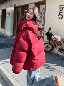 Fashionable Thickened Red Cotton Jacket Womens Winter Coat Korean Style Bread Style Clothes Lucky Year New Arrival