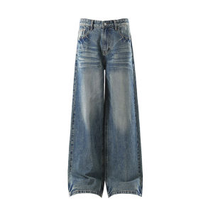 กางเกงยีนส์ทรงตรงสไตล์ย้อนยุคสไตล์อเมริกันสำหรับผู้ชาย กางเกงยีนส์ทรงตรงลำลอง ทรงหลวม ทรงตรง ทรงหลวม กางเกงยีนส์ทรงตรง