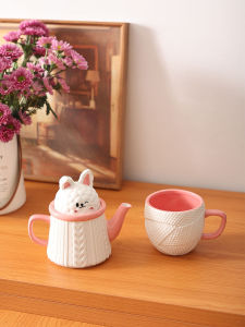 Gốm Sứ Thỏ Pha Trà Dễ Thương Bộ Nồi Nước Gốm Sứ Dùng Tại Nhà Nồi Trà Một Người Nồi Nước Nổi Họa Tiết Thủ Công