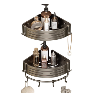 ชั้นวางของในห้องนํ้า ที่วางของเข้ามุม ไม่ต้องเจาะรู ที่วางของใช้ เก็บของใช้ ชั้นวางอเนกประสงค์ สำหรับห้องนํ้า ห้องครัว เป็นระเบียบ ประหยัดพื้นที่