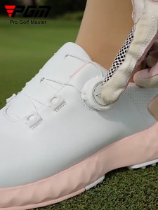 รองเท้ากอล์ฟสำหรับผู้หญิง สีขาวชมพู PGM แบบผูกเชือกอัตโนมัติ (XZ365) ไมโครไฟเบอร์กันน้ำได้ดี PGM Golf Women sport shoe