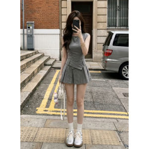NIUVIES | French Unique Beautiful Gray Waist-cinching Short Dress Summer 2026