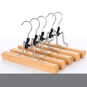 5/10PCS Pants HangerWooden Skirts Clothes Hangers with 360° Swivel Hook for Closet OrganizerNon-slip Sturdy Jeans Trouser Rack