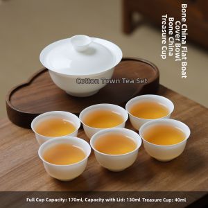 MIANXIAOCHENG | Premium Porcelain Gaiwan Large Mouth Flatboat Design