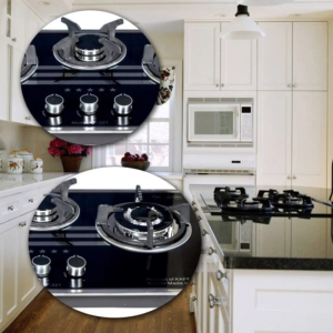 Bếp gas âm Kaff KF 321 mặt kính cường lực 3 lò nấu họng đốt Sabaf Italy tiết kiệm gas hiện đại