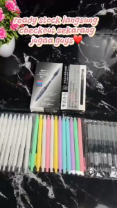 FSPN07 Pena 1 Lusin Pulpen Gel Hitam 0.5mm Isi 12 Pcs Pena Gel Standard Tinta Halus