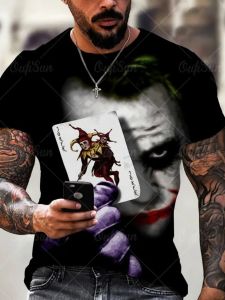 Áo Thun Nam Tay Ngắn in Hình Kỹ Thuật Số Dáng Rộng Thời Trang Mùa Hè Thường Ngày Cổ Tròn Polyester Phong Cách Thành Phố