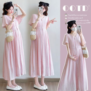 Nursing Maternity Dress Pink Summer 2025 Fashion Lace