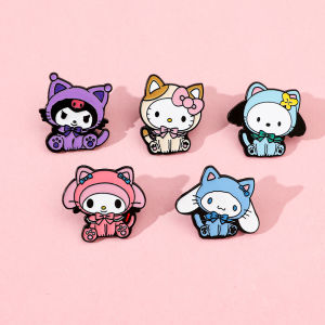 Sanrio Enamel Pins Set Cute Hello Kitty & Kuromi Brooches for Backpacks Jackets & Gifts