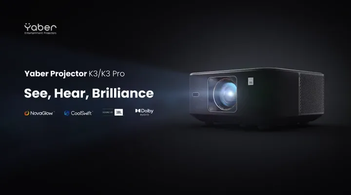 Yaber K3 Smart Projector, Premier Theater, 1080P with 990 Lumens, Dual 15W JBL Dolby, Auto Focus & Keystone, Intelligent Operation