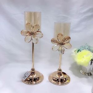 Tempat Lilin Flower Shaped Flower Petal Crystal Tea Light Candle Holder Centerpiece